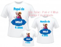 Kit 3 camisas Mãe, Pai e Filha Frozen